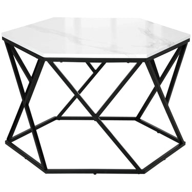 Modern Coffee Table with High Gloss Marble Top and Sturdy Steel Frame for Living Room Elegance - UK Luxury Furniture